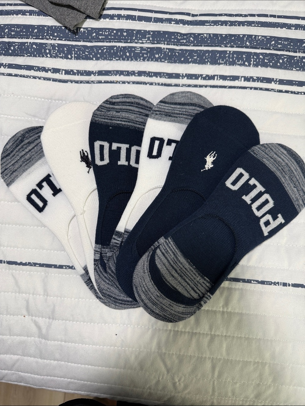 Polo by Ralph Lauren No-Show Sock Set in Navy, White & Heather Gray